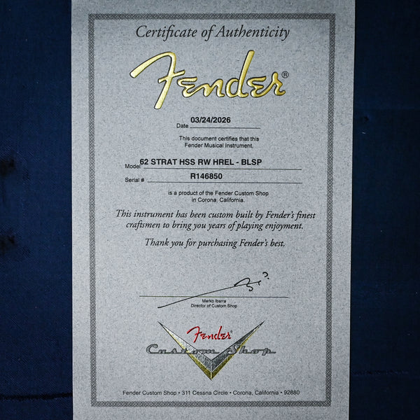 Fender Custom Shop '62 Stratocaster HSS Heavy Relic- Blue Sparkle 2026 (R146850)
