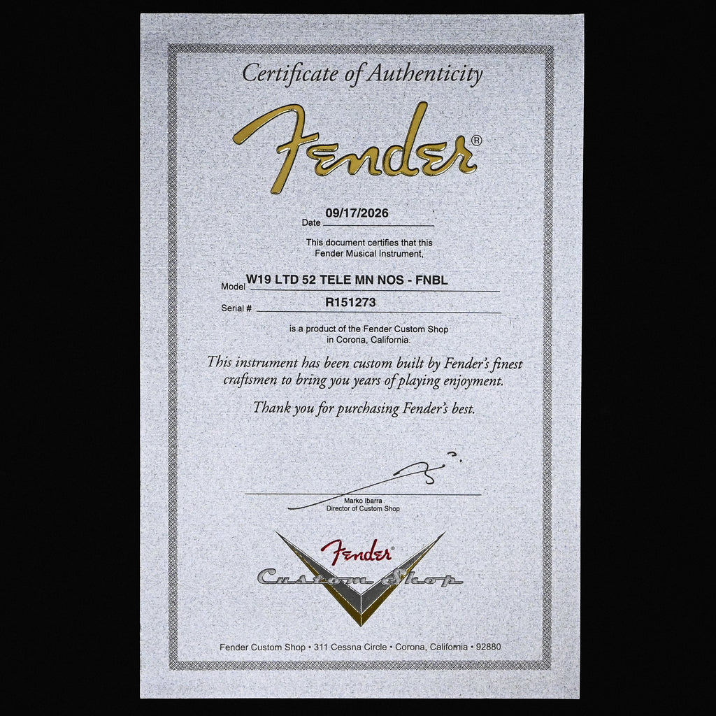 Fender Custom Shop Limited Edition '52 Telecaster NOS- Faded Nocaster Blonde 2026 (R151273)