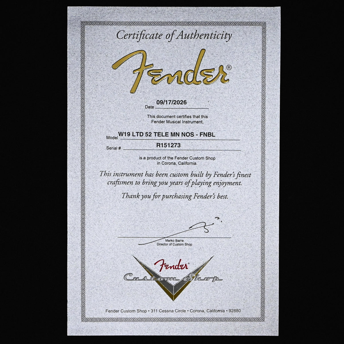 Fender Custom Shop Limited Edition '52 Telecaster NOS- Faded Nocaster Blonde 2026 (R151273)
