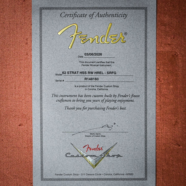 Fender Custom Shop '62 Stratocaster HSS Heavy Relic- Surf Green 2026 (R148160)