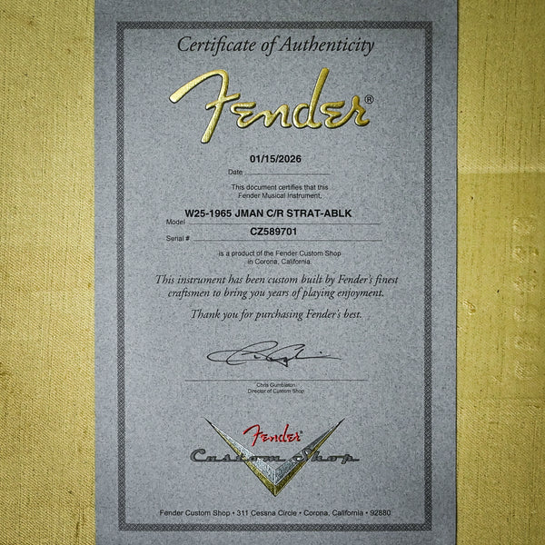 Fender Custom Shop NAMM 2025 Limited Edition 1965 Compound Radius Stratocaster Journeyman w/ Closet Classic Hardware- Aged Black 2026 (CZ589701)