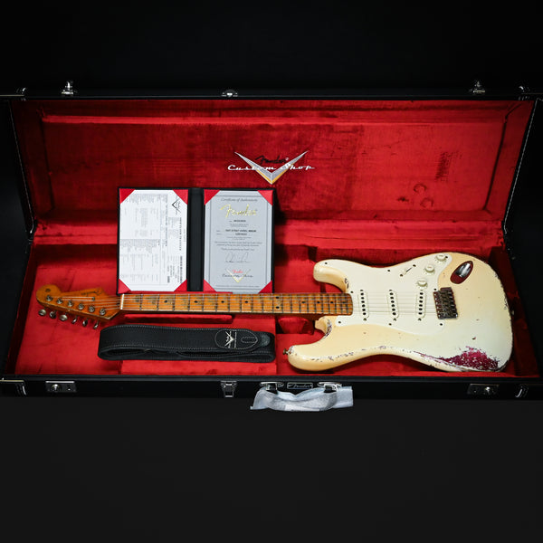 Fender Custom Shop Masterbuilt Dale Wilson 1957 Stratocaster Heavy Relic- Aged Olympic White / Pink Paisley 2025 (CZ574323)