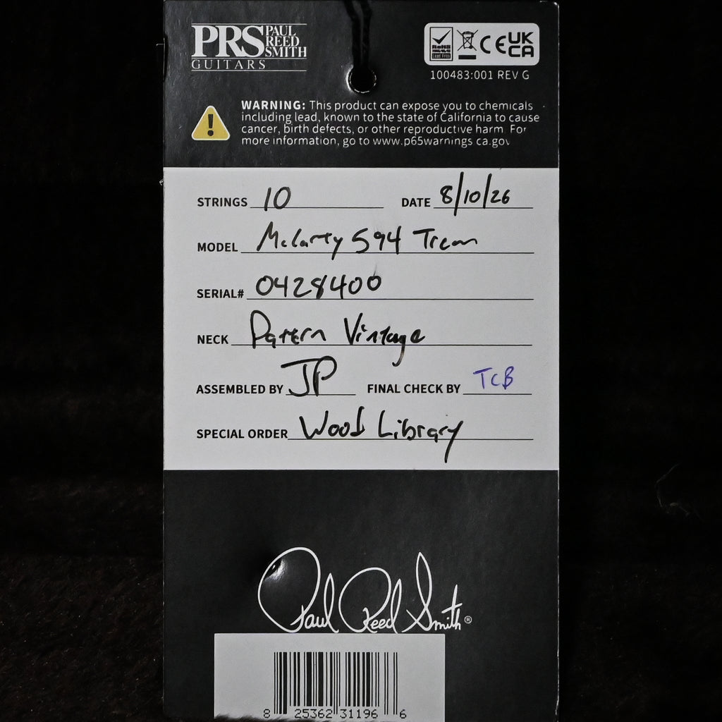 PRS Wood Library McCarty 594 Tremolo w/ 10 Top- Tiger Eye 2026 (0428400)