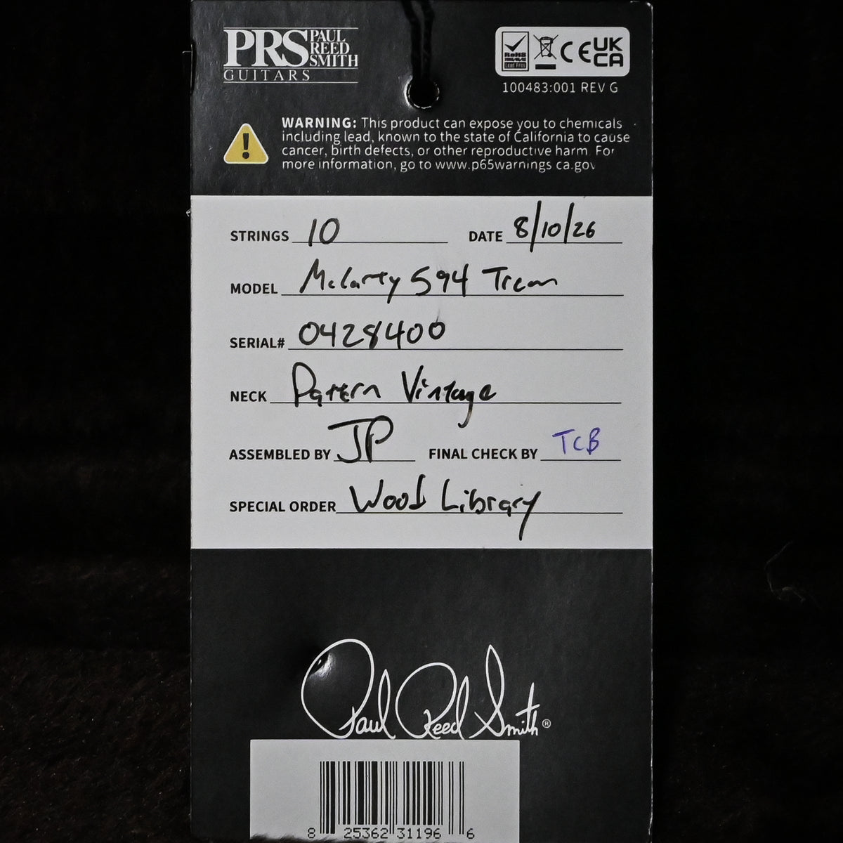 PRS Wood Library McCarty 594 Tremolo w/ 10 Top- Tiger Eye 2026 (0428400)