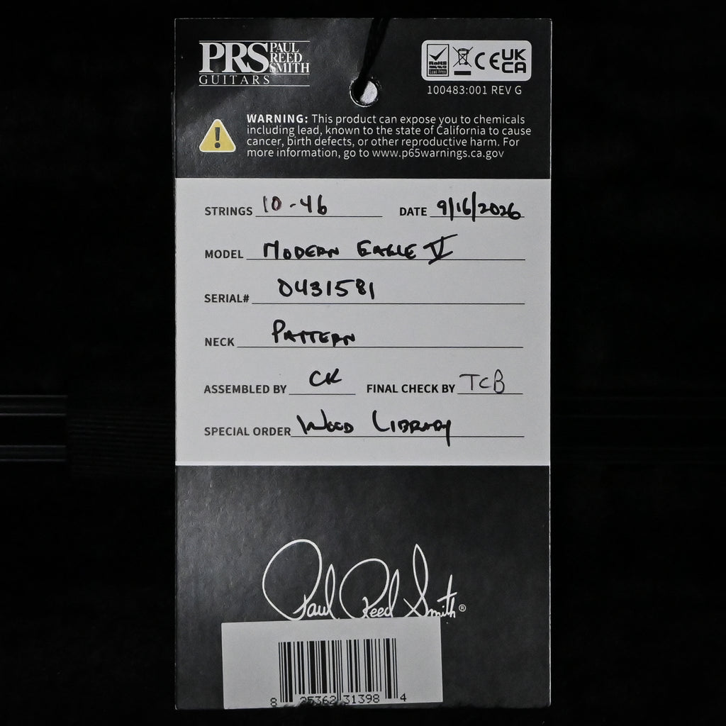 PRS Modern Eagle V Wood Library w/ 10-Top & Brazilian Rosewood Fingerboard Electric Guitar- Blue Fade 2026 (0431581)