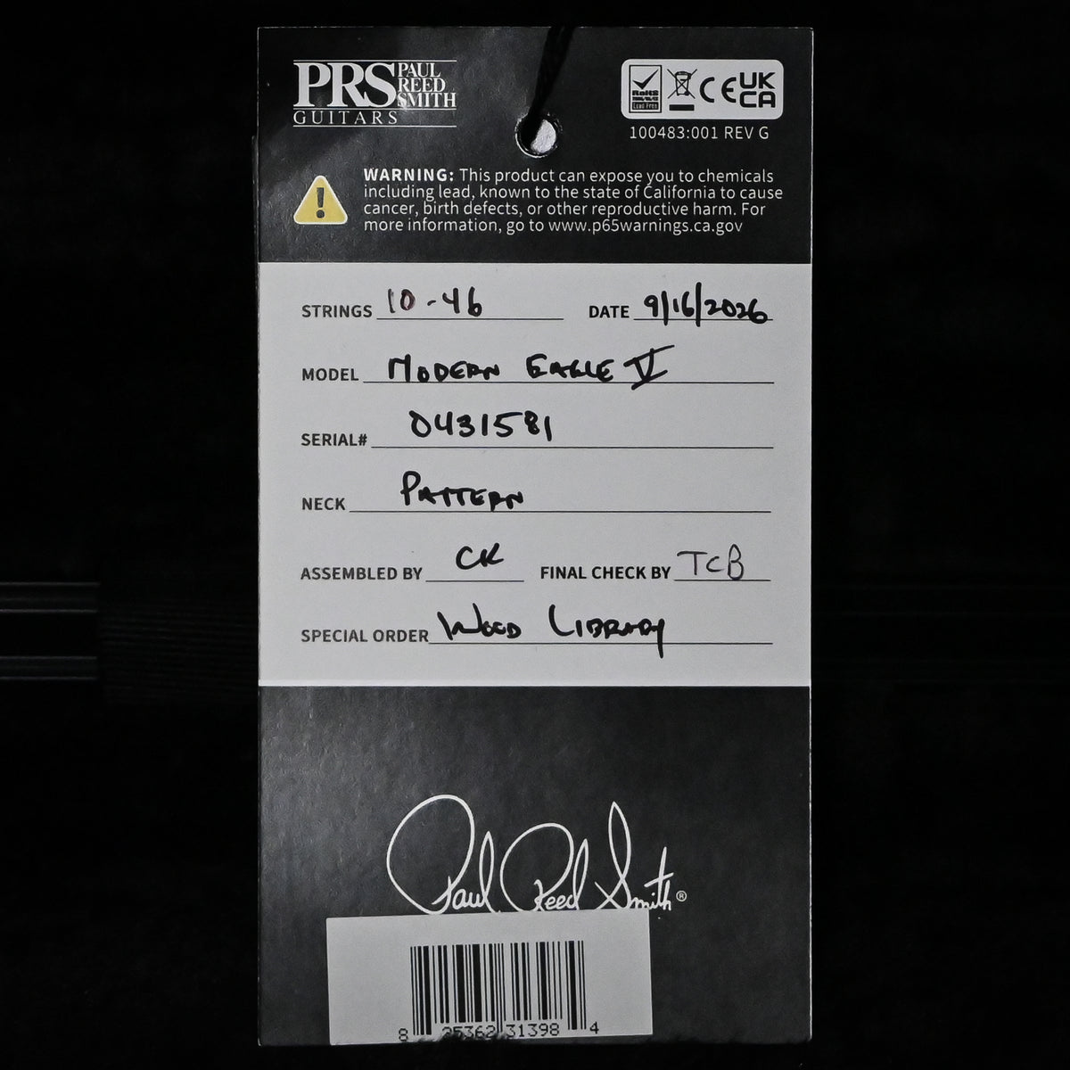 PRS Modern Eagle V Wood Library w/ 10-Top & Brazilian Rosewood Fingerboard Electric Guitar- Blue Fade 2026 (0431581)