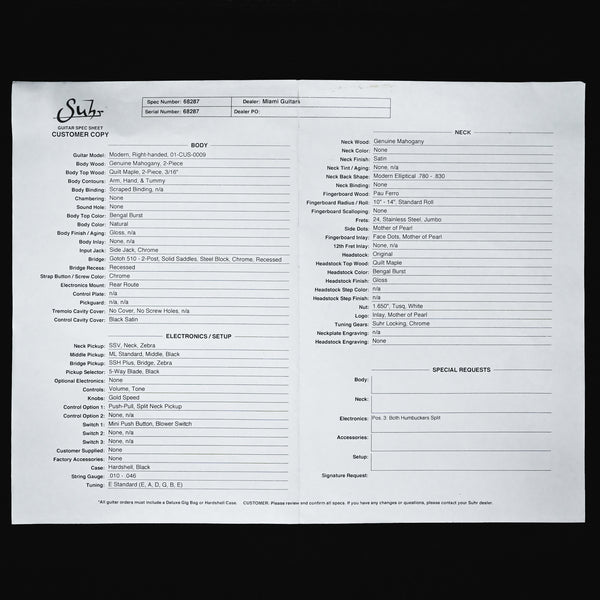 Suhr Custom Modern Guthrie Govan Spec- Bengal / Natural (68287)
