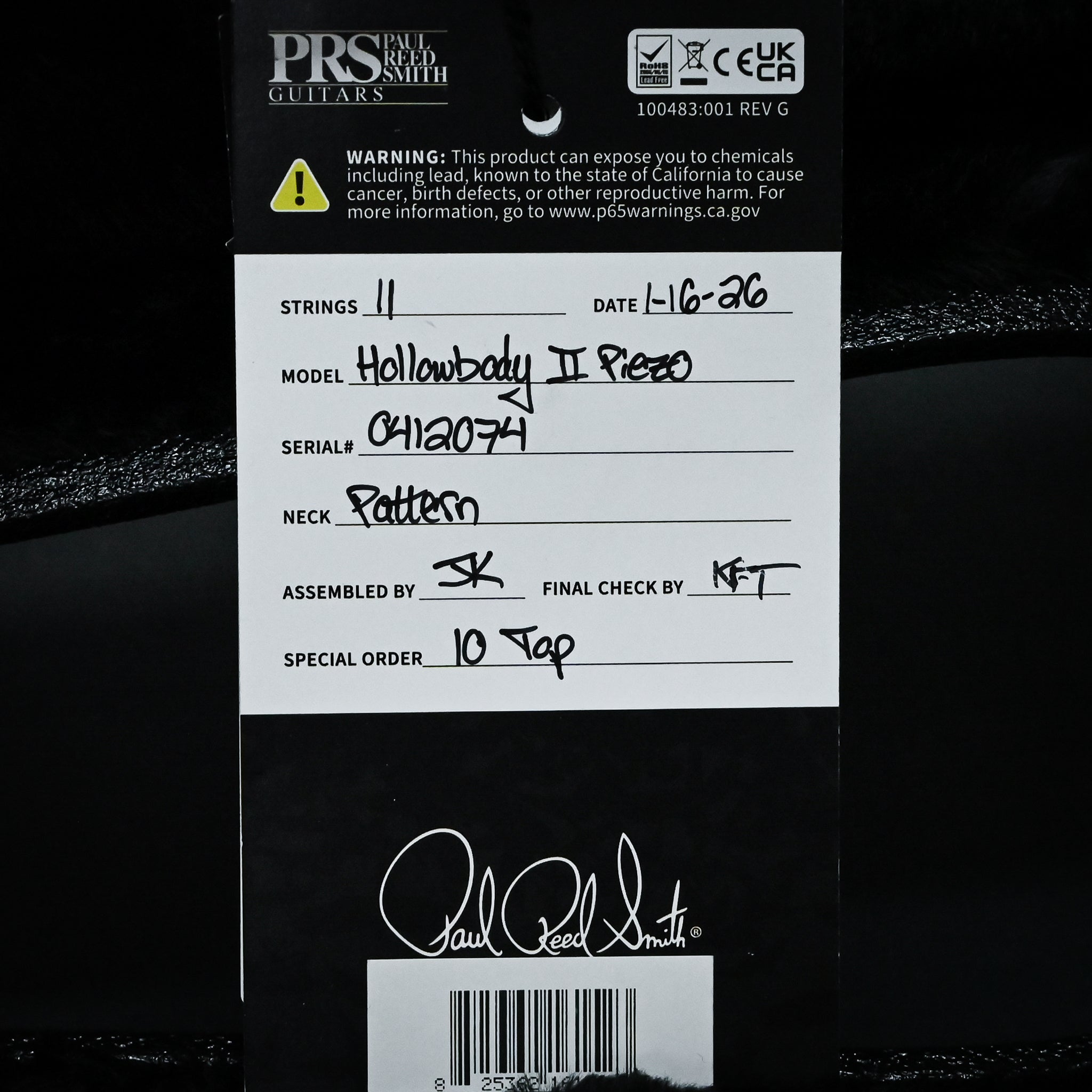 PRS Hollowbody II Piezo w/ 10 Top Electric Guitar- Custom Color 2025 (0412074)