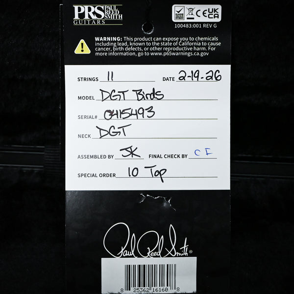PRS DGT w/ 10-Top & Birds Inlays- Custom Color 2026 (0415493)
