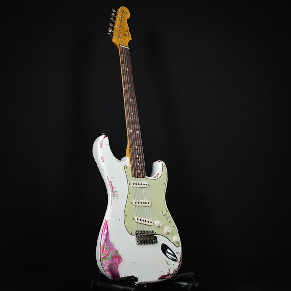 Fender Custom Shop 1962 Stratocaster Heavy Relic Olympic White over Pink Paisley 2023 (R133287)
