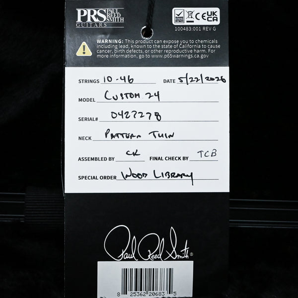 PRS Custom 24 Wood Library w/ 10-Top, Brazilian Rosewood, & 58/15 LT Pickups- Makena Blue 2026 (0427278)