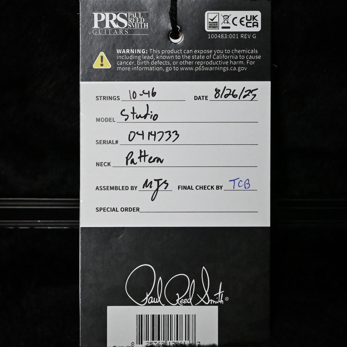 PRS Studio Electric Guitar- Carroll Blue 2025 (0414733)