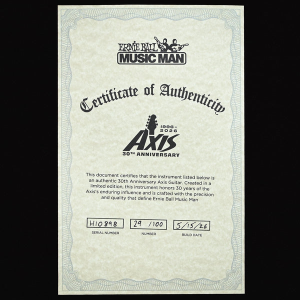 Ernie Ball Music Man Axis 30th Anniversary (No. 29 of 100) Electric Guitar- Translucent Black 2026 (H10898)