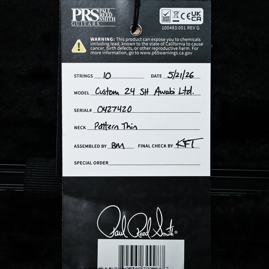 PRS Custom 24 Semi-Hollow w/ Artist Grade Flame Maple Top & Awabi Birds- Faded Indigo 2026 (0427420)