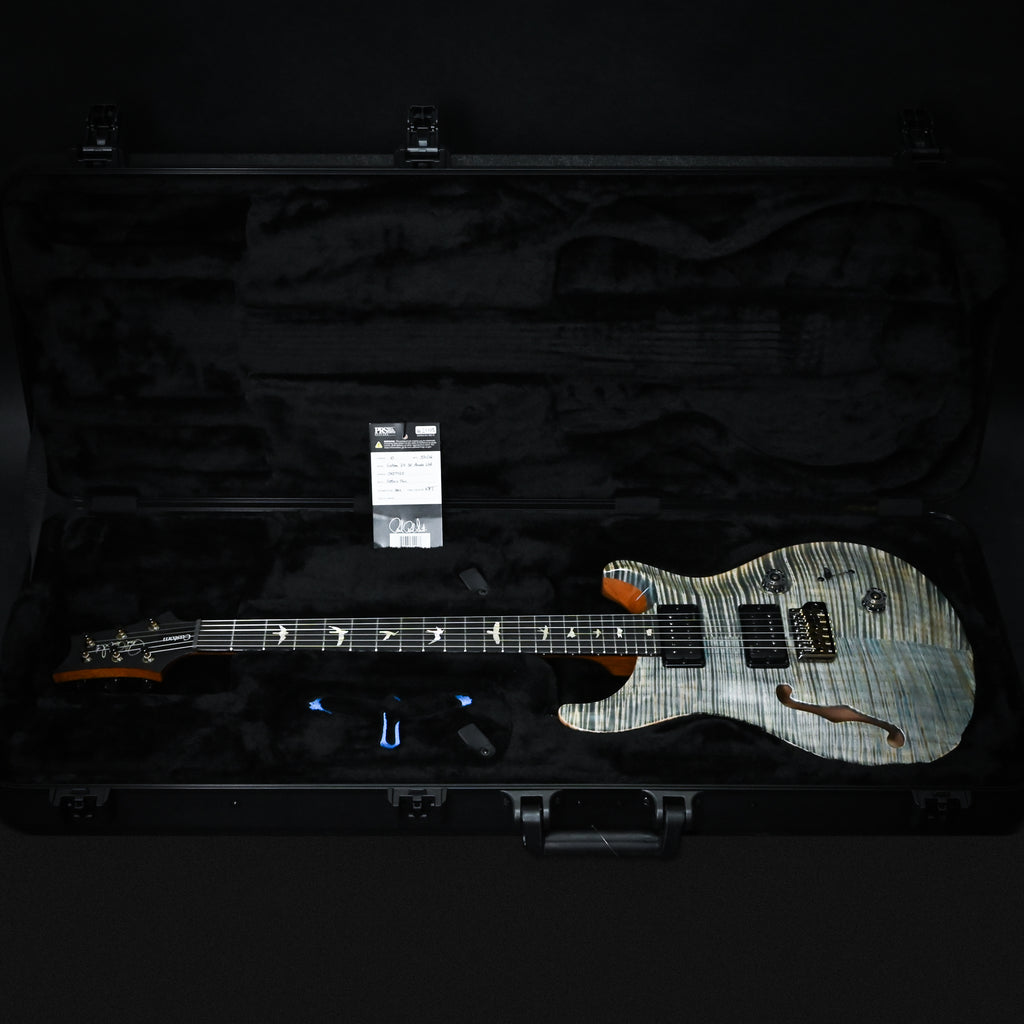 PRS Custom 24 Semi-Hollow w/ Artist Grade Flame Maple Top & Awabi Birds- Faded Indigo 2026 (0427420)