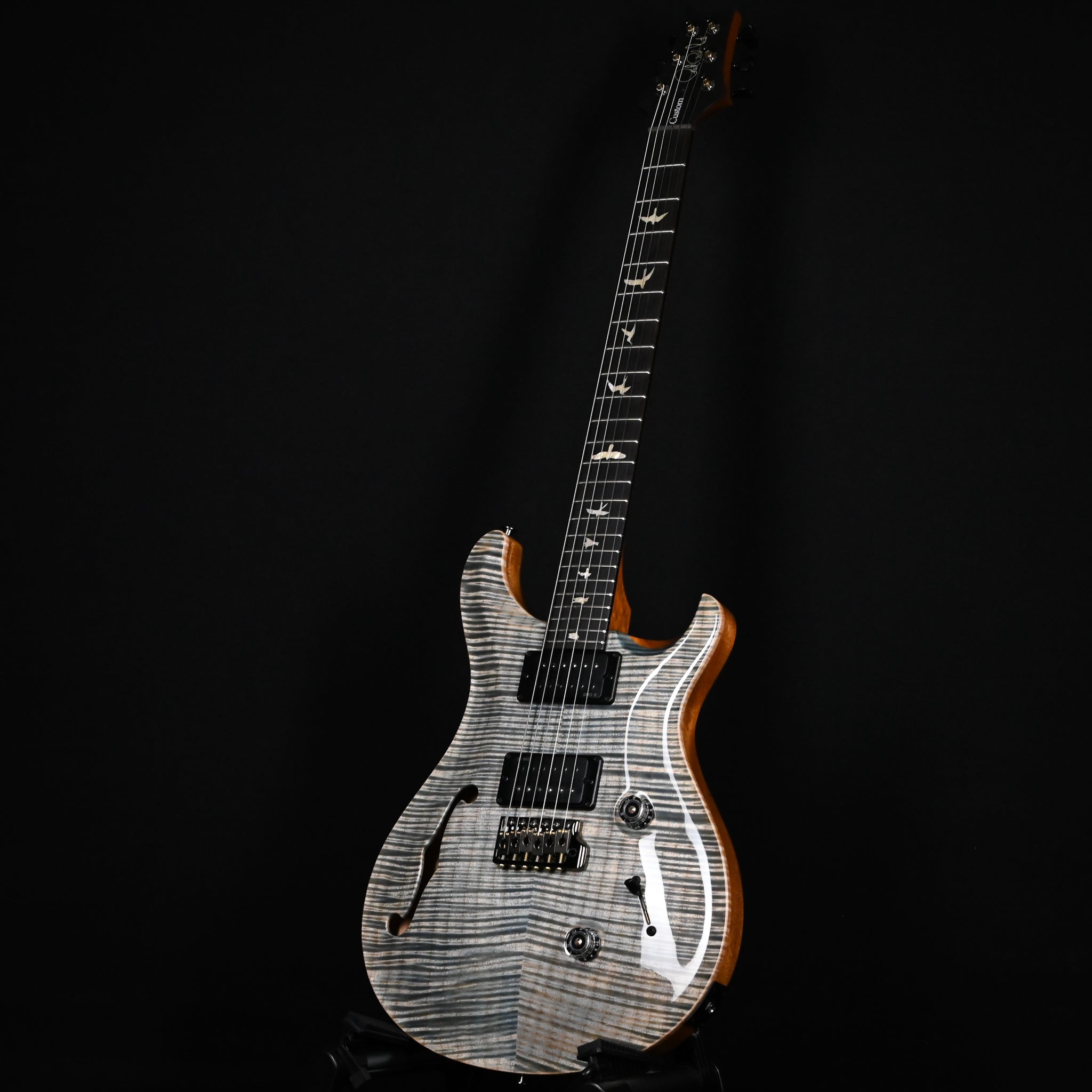 PRS Custom 24 Semi-Hollow w/ Artist Grade Flame Maple Top & Awabi Birds- Faded Indigo 2026 (0427420)