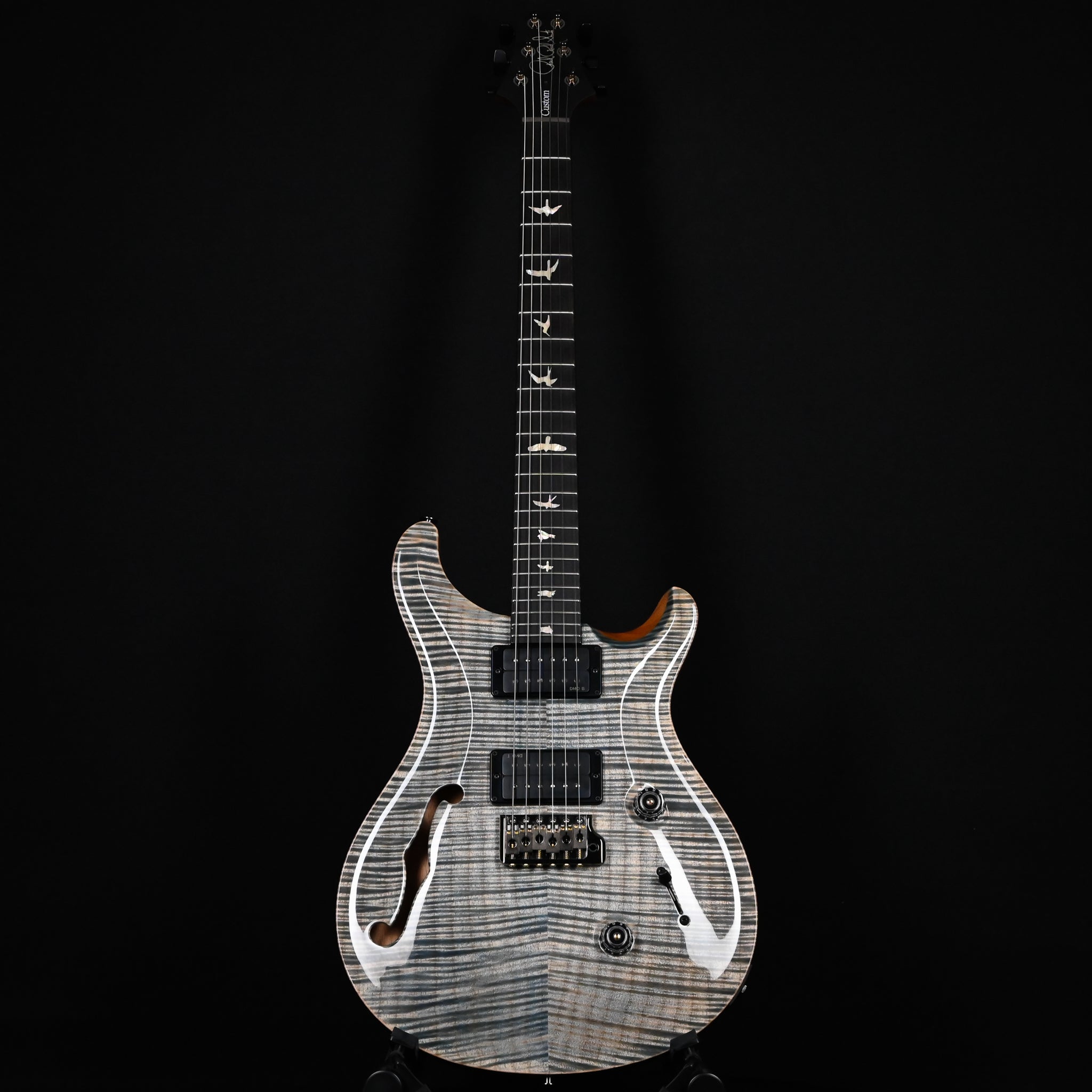 PRS Custom 24 Semi-Hollow w/ Artist Grade Flame Maple Top & Awabi Birds- Faded Indigo 2026 (0427420)