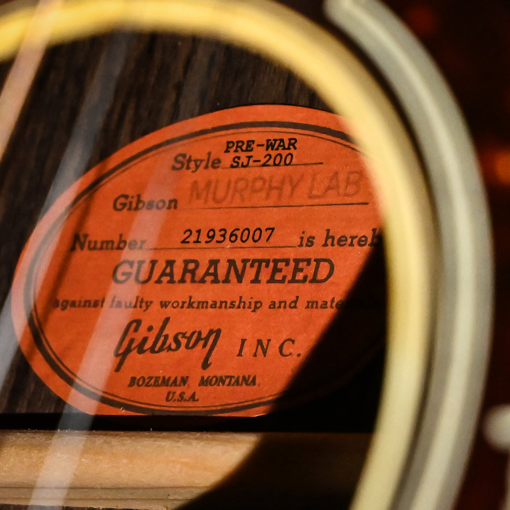 Gibson Custom Pre-War SJ-200 Rosewood, Murphy Lab Light Aged- Faded Vintage Sunburst 2026 (21936007)