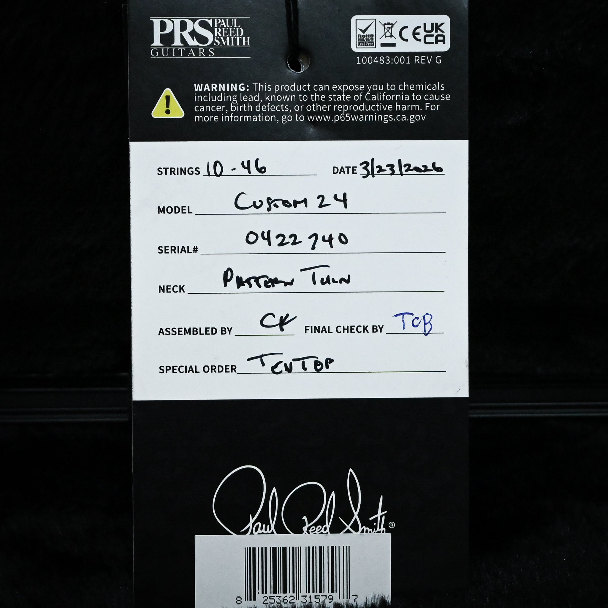 PRS Custom 24 w/ 10-Top & DMO Pickups- Custom Color 2026 (0422740)