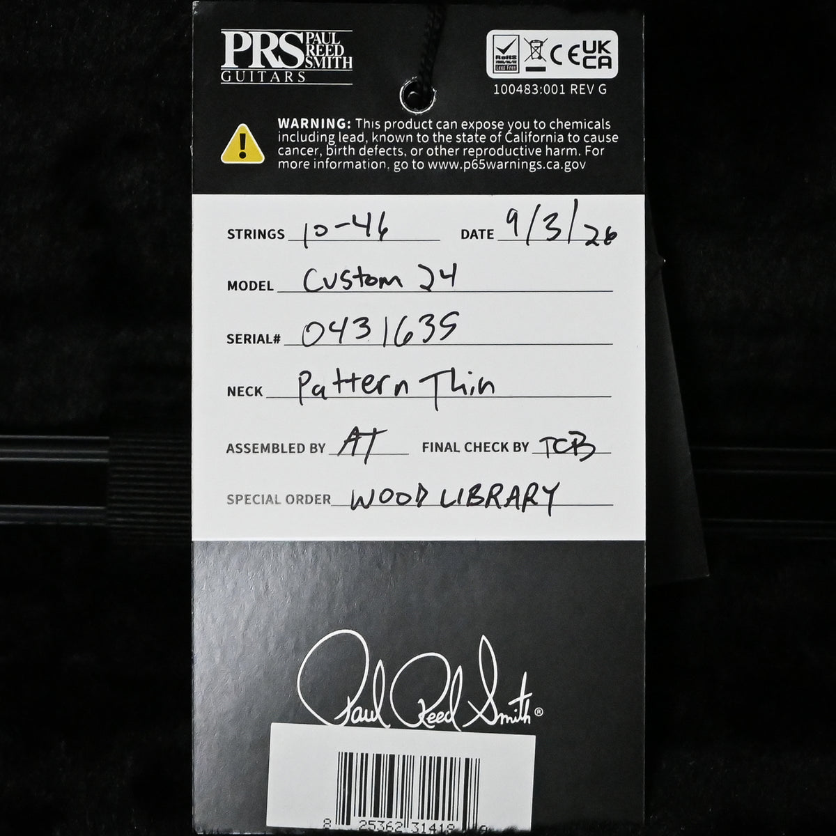 PRS Custom 24 Wood Library w/ Brazilian Rosewood, & DMO Pickups- Blue Fade 2026 (0431635)