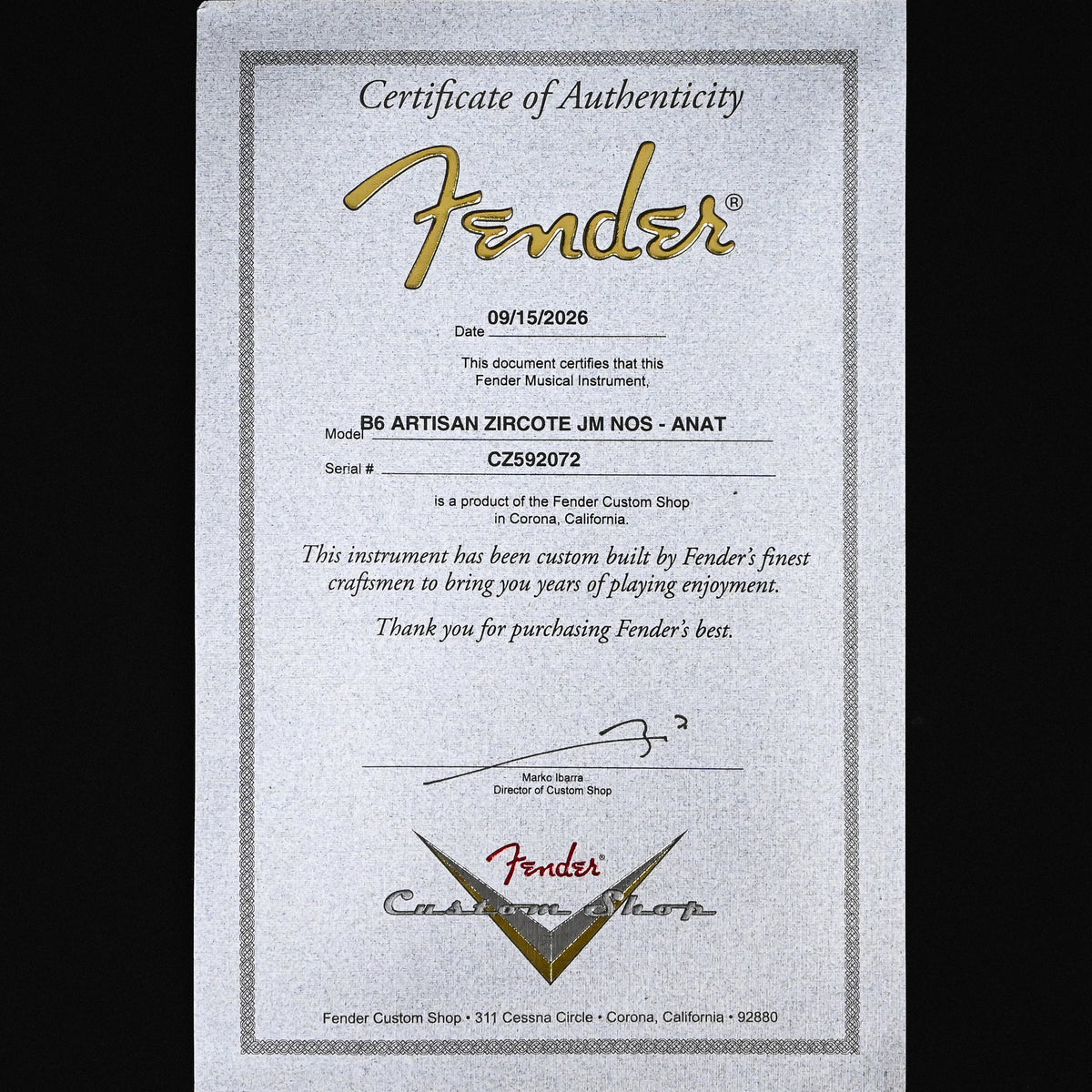 Fender Custom Shop Artisan Ziricote Jazzmaster NOS- Aged Natural 2026 (CZ592072)