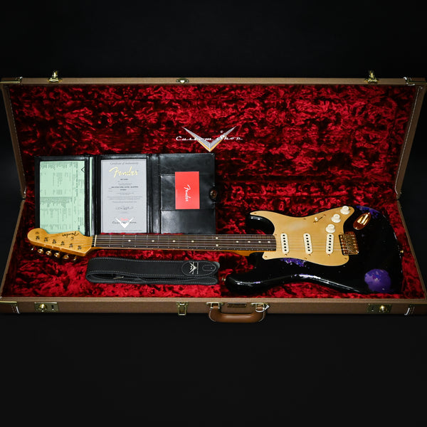 Fender Custom Shop 1962 Stratocaster w/ Gold Hardware & Josefina Handwound Pickups, Heavy Relic- Black/ Purple Paisley 2025 (R139391)