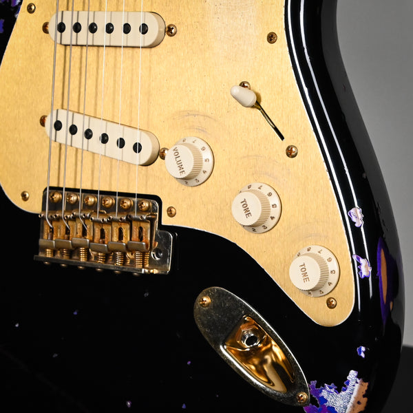 Fender Custom Shop 1962 Stratocaster w/ Gold Hardware & Josefina Handwound Pickups, Heavy Relic- Black/ Purple Paisley 2025 (R139564)