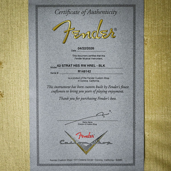 Fender Custom Shop '62 Stratocaster HSS Heavy Relic- Black 2026 (R148142)