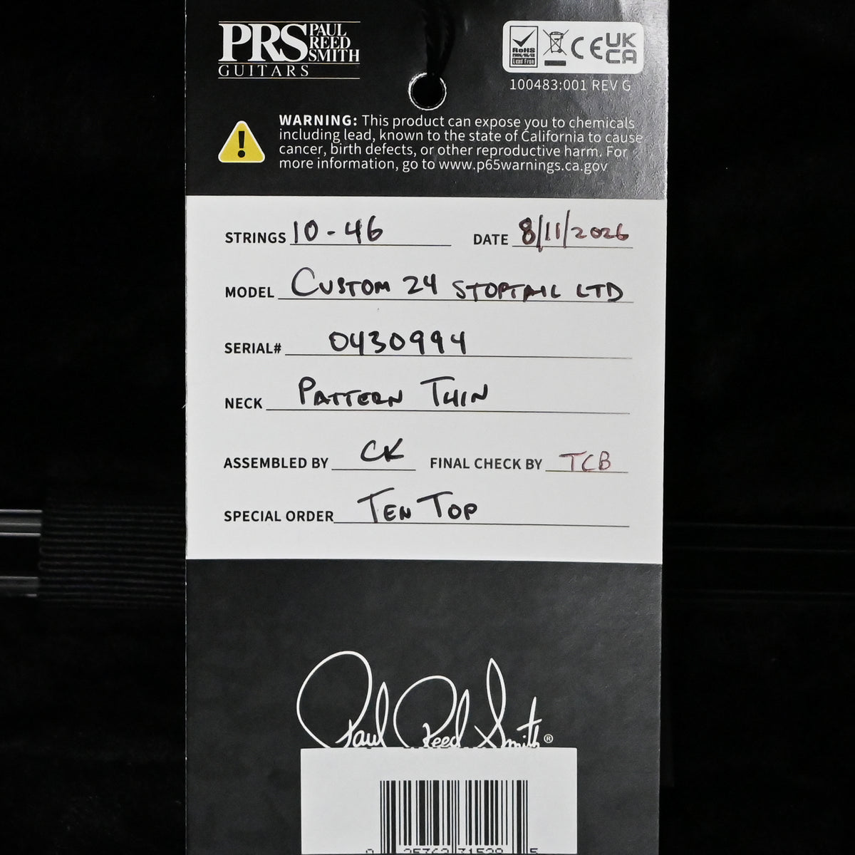 PRS Limited Edition Custom 24 Stoptail- Faded Whale Blue (Black Limba Back) 2026 (0430994)