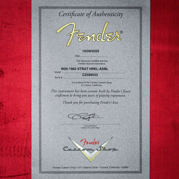 Fender Custom Shop 1962 Stratocaster w/ Handwound 60/63 Pickups, Heavy Relic- Aged Sonic Blue 2025 (CZ589533)