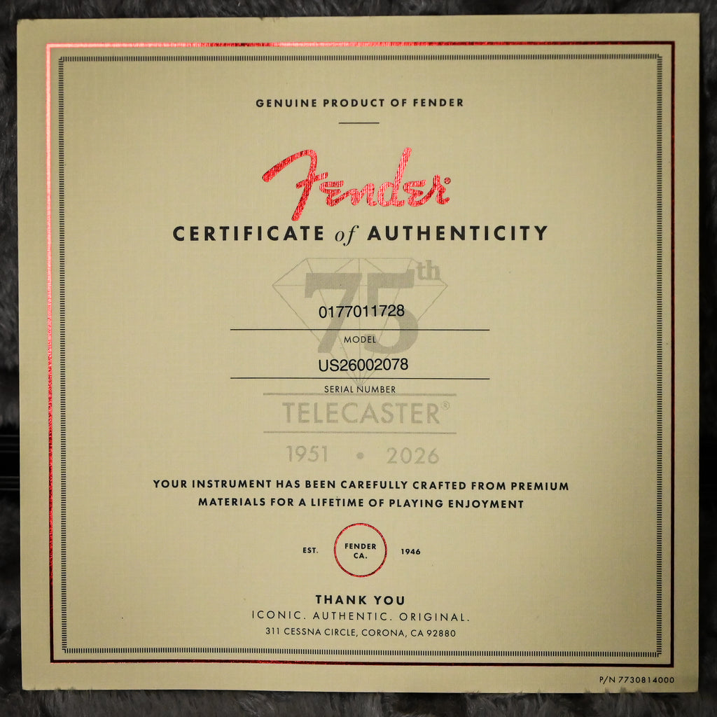 Fender Limited Edition 75th Anniversary American Ultra II Telecaster- Liquid Gold 2026 (US26002078)
