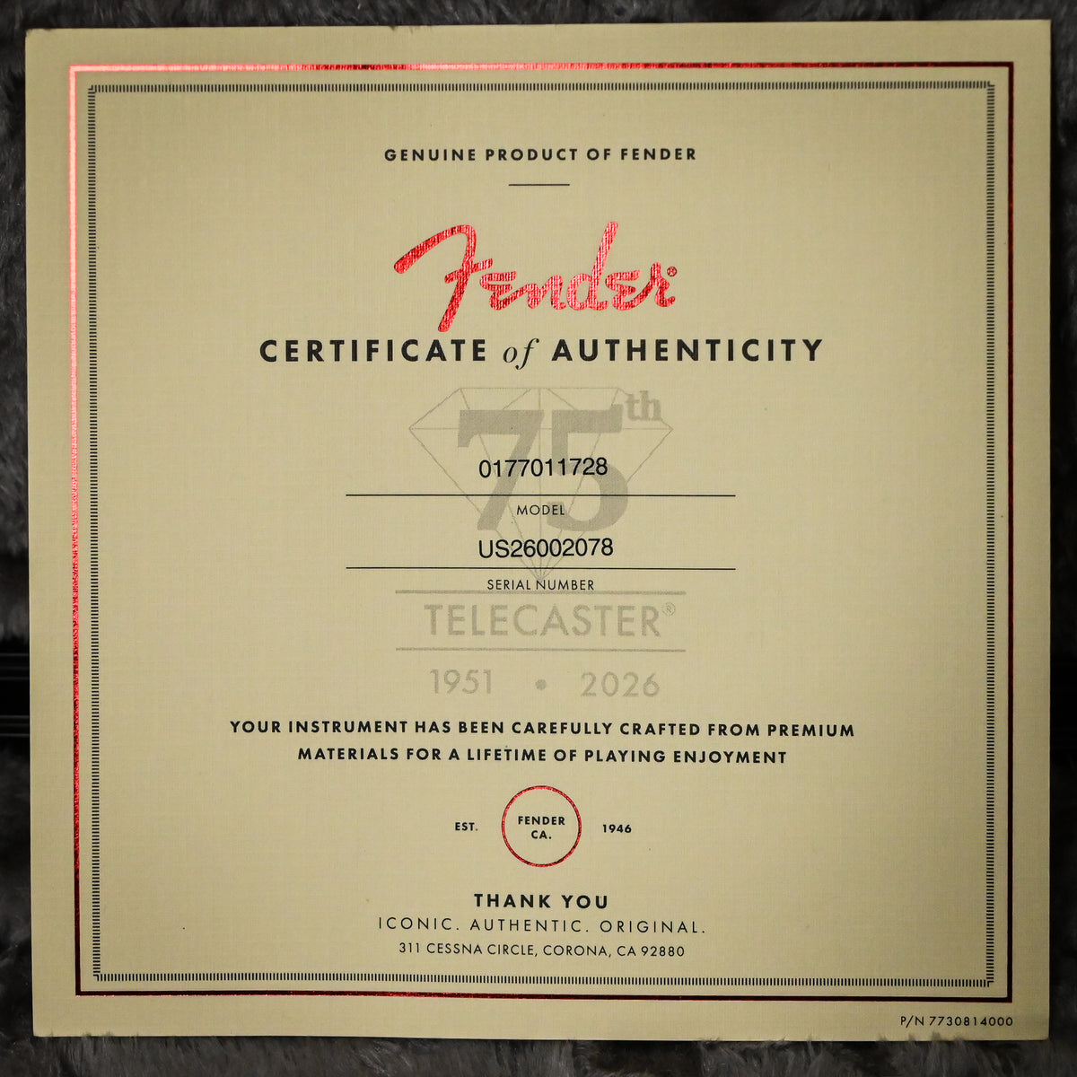 Fender Limited Edition 75th Anniversary American Ultra II Telecaster- Liquid Gold 2026 (US26002078)
