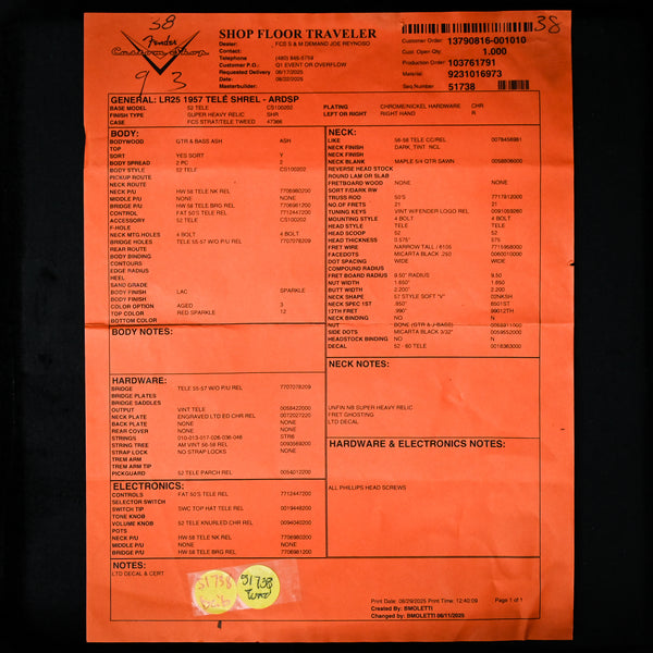 Fender Custom Shop Limited Edition 1957 Telecaster Super Heavy Relic- Aged Red Sparkle 2025 (CZ585369)