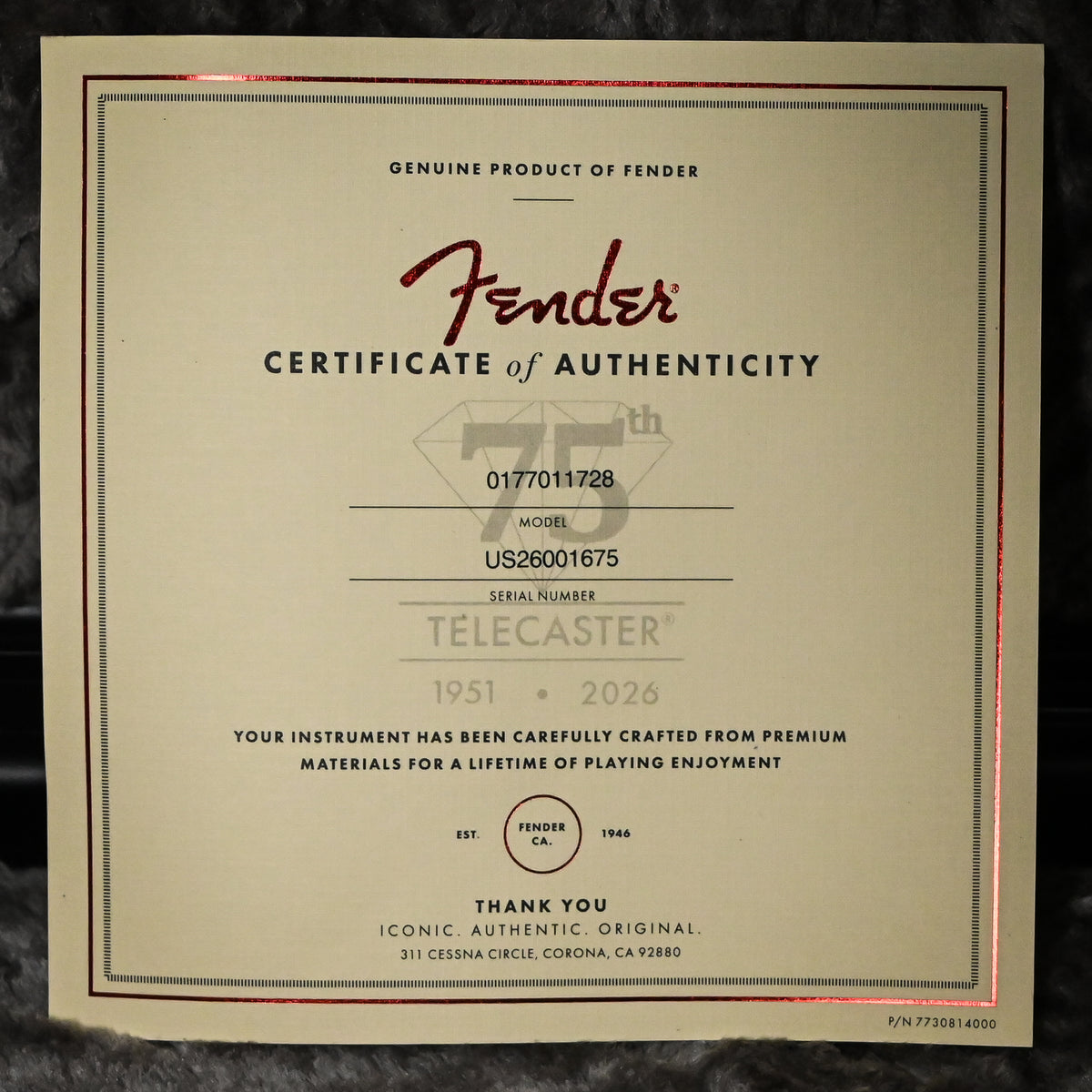 Fender Limited Edition 75th Anniversary American Ultra II Telecaster- Liquid Gold 2026 (US26001675)