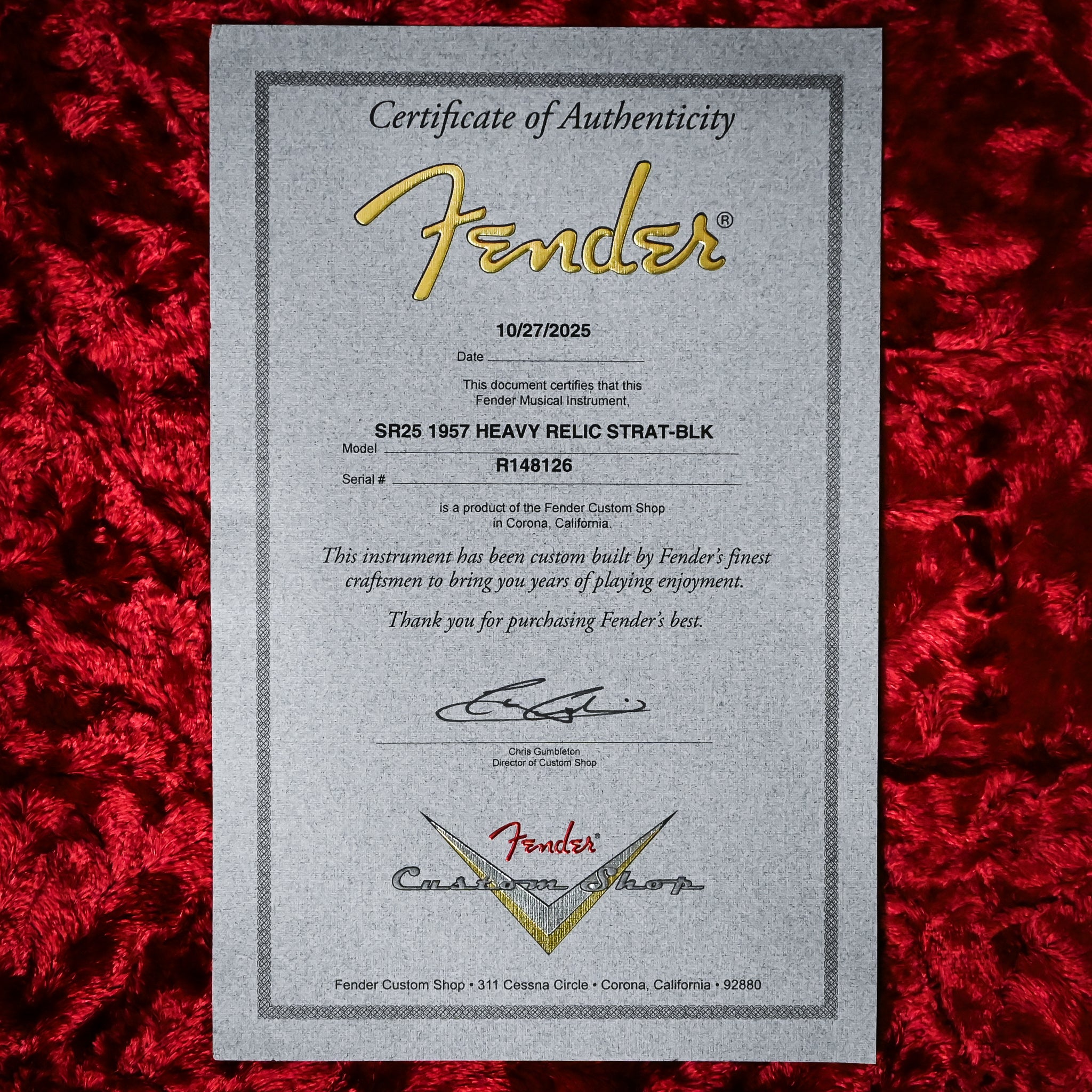 Fender Custom Shop 1957 Stratocaster Heavy Relic- Black 2025 (R148126)
