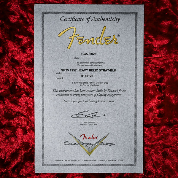 Fender Custom Shop 1957 Stratocaster Heavy Relic- Black 2025 (R148126)