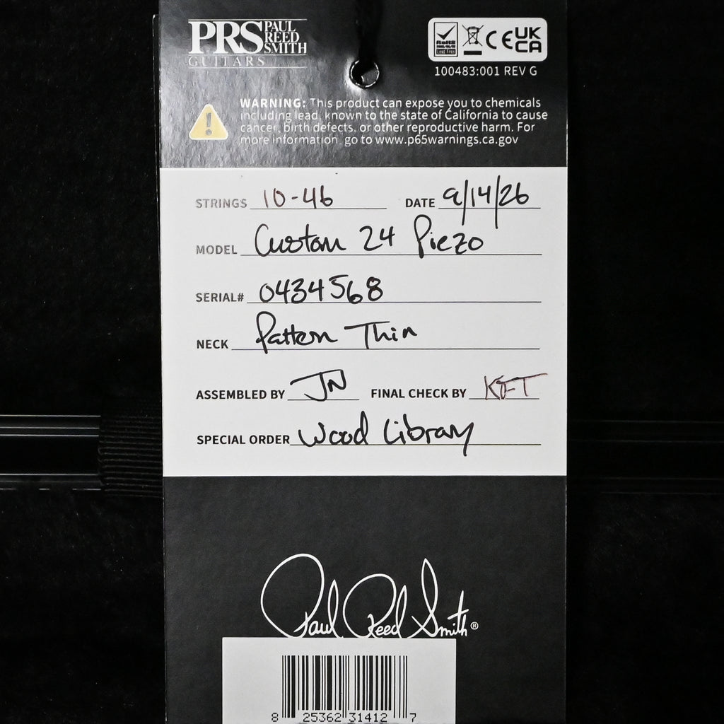 PRS Custom 24 Piezo Wood Library w/ 10-Top & Brazilian Rosewood- Faded Blue Jean (Natural Back) (0434568)