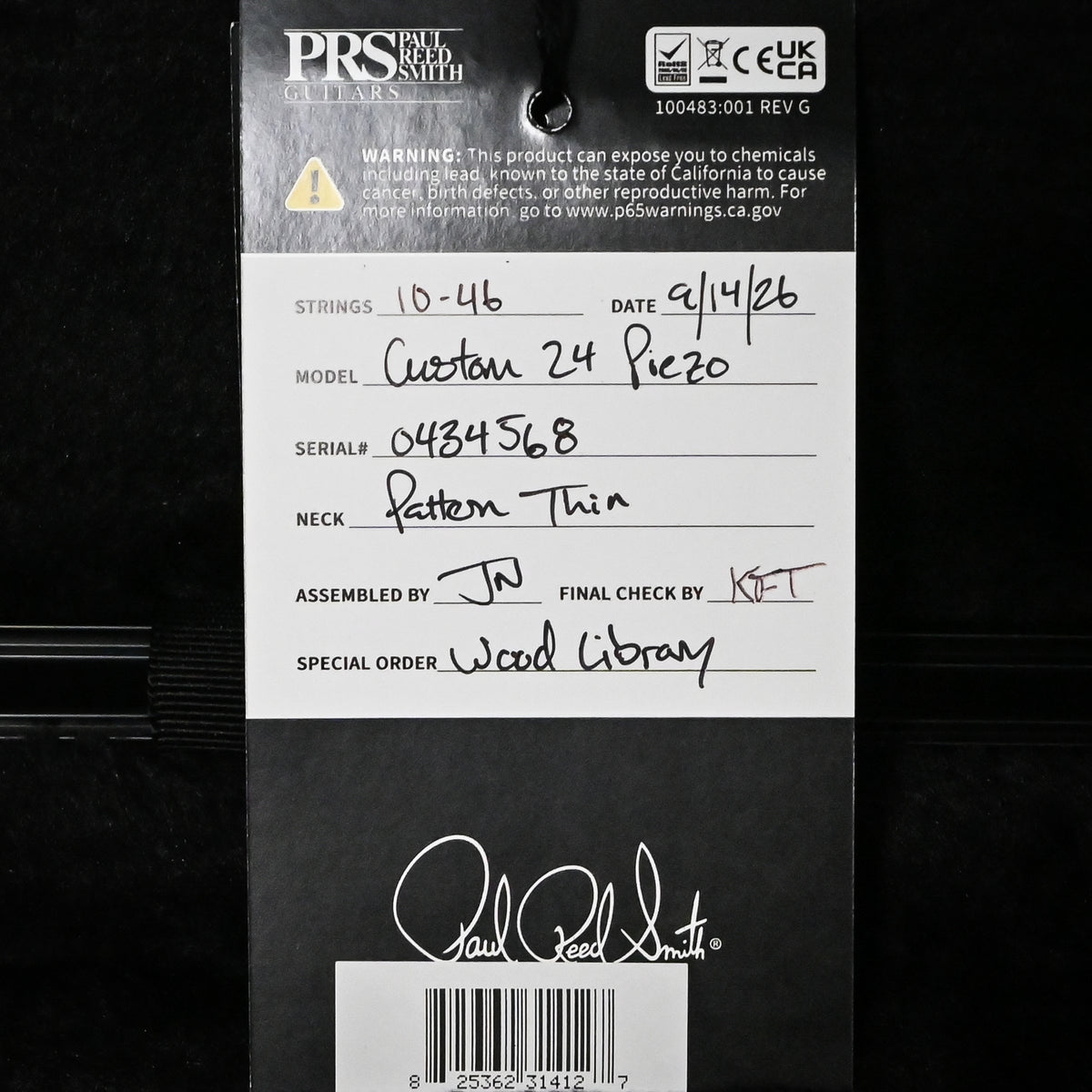 PRS Custom 24 Piezo Wood Library w/ 10-Top & Brazilian Rosewood- Faded Blue Jean (Natural Back) (0434568)