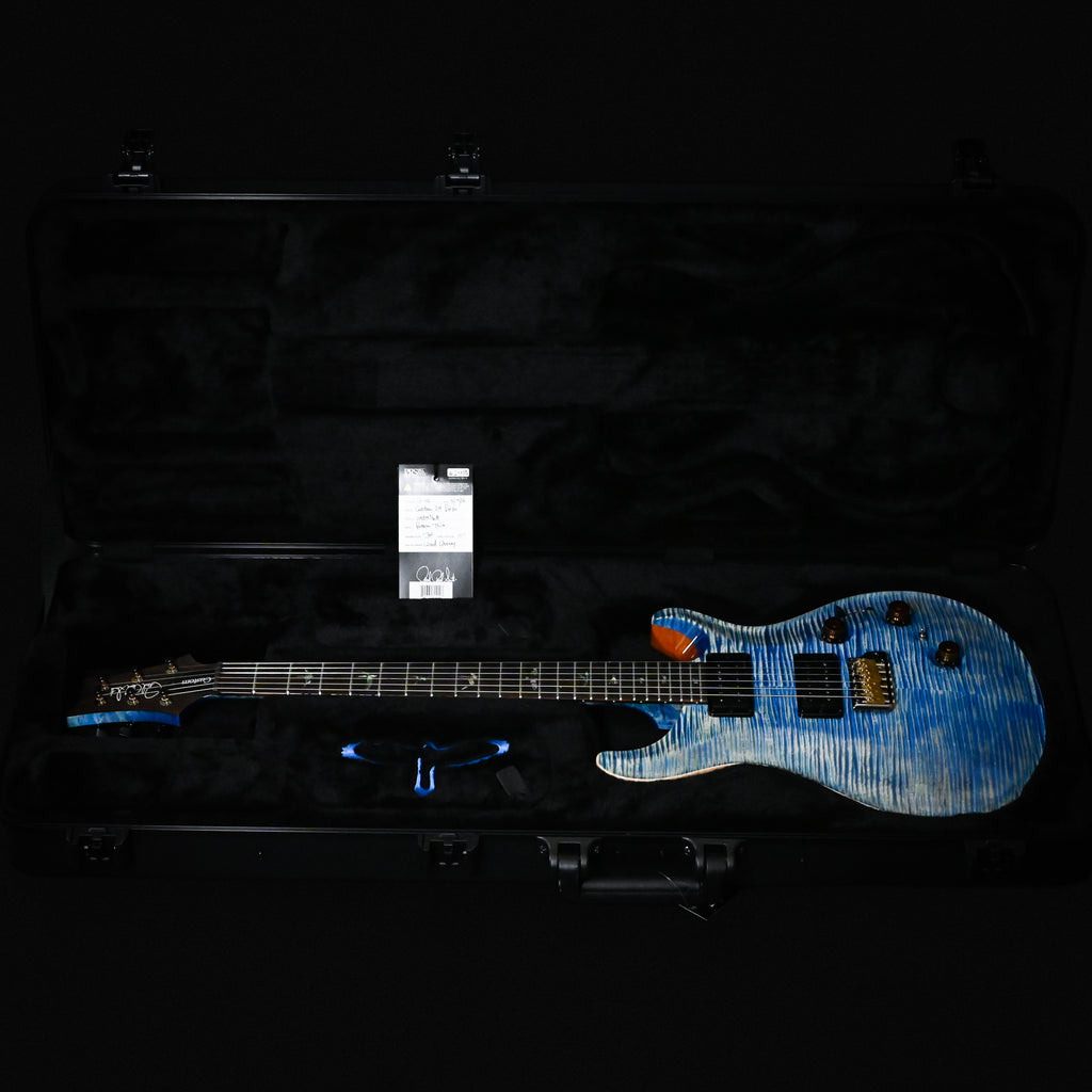 PRS Custom 24 Piezo Wood Library w/ 10-Top & Brazilian Rosewood- Faded Blue Jean (Natural Back) (0434568)
