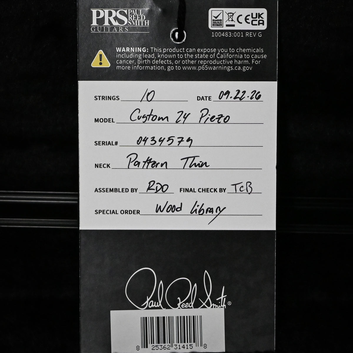 PRS Custom 24 Piezo Wood Library w/ 10-Top & Brazilian Rosewood- Bonnie Pink (Natural Back) 2026 (0434579)
