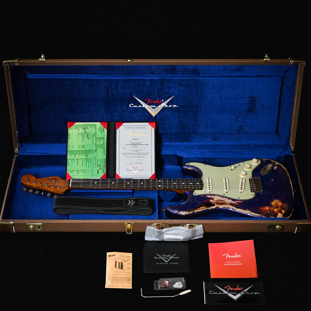 Fender Custom Shop Masterbuilt Dennis Galuszka 1962 Stratocaster w/ Brazilian Rosewood Fingerboard, Super Heavy Relic- Purple Sparkle/3 Color Sunburst 2026 (R132328)