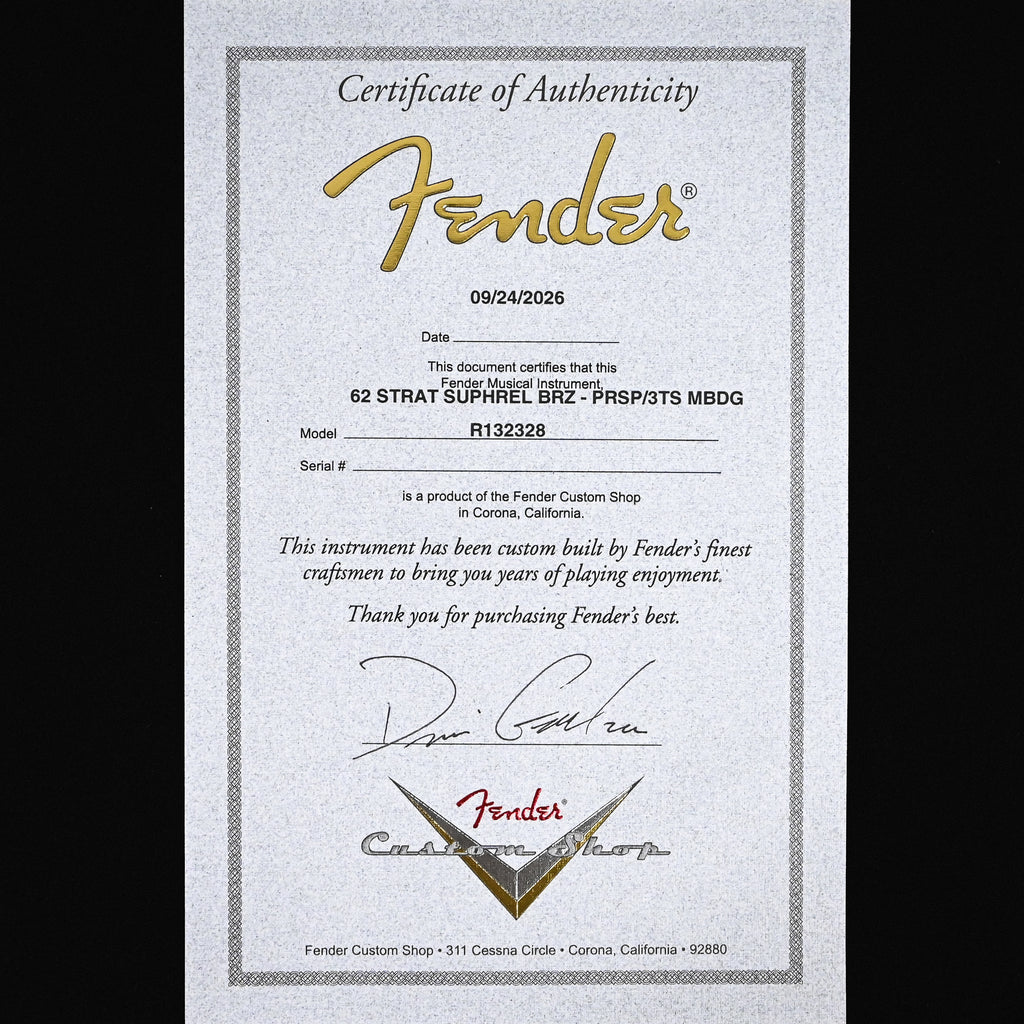 Fender Custom Shop Masterbuilt Dennis Galuszka 1962 Stratocaster w/ Brazilian Rosewood Fingerboard, Super Heavy Relic- Purple Sparkle/3 Color Sunburst 2026 (R132328)