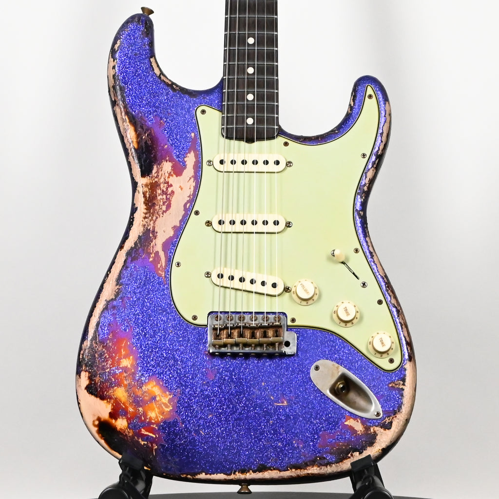 Fender Custom Shop Masterbuilt Dennis Galuszka 1962 Stratocaster w/ Brazilian Rosewood Fingerboard, Super Heavy Relic- Purple Sparkle/3 Color Sunburst 2026 (R132328)