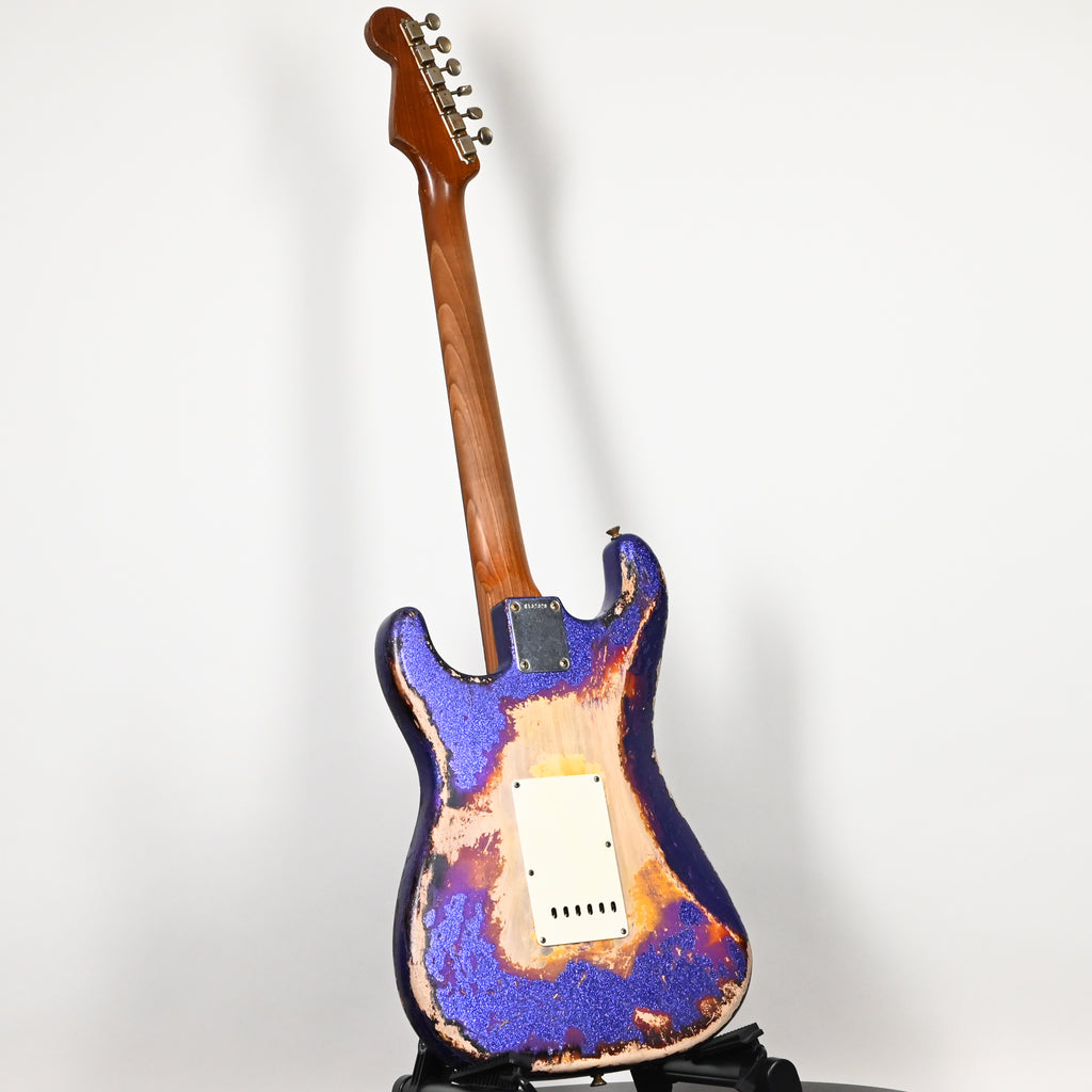 Fender Custom Shop Masterbuilt Dennis Galuszka 1962 Stratocaster w/ Brazilian Rosewood Fingerboard, Super Heavy Relic- Purple Sparkle/3 Color Sunburst 2026 (R132328)