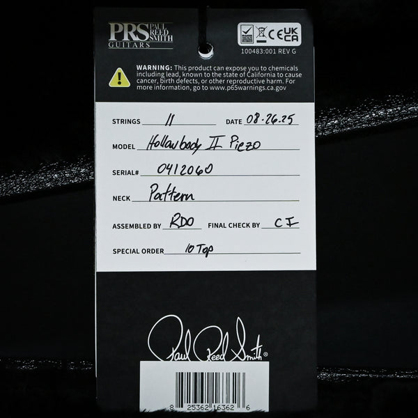 PRS Hollowbody II Piezo w/ 10 Top Electric Guitar- Charcoal 2025 (0412060)