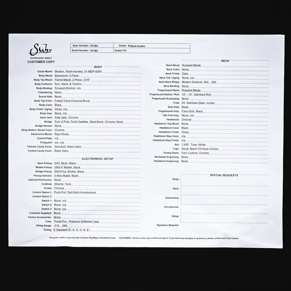 Suhr Modern Plus Electric Guitar- Faded Trans Charcoal Burst 2025 (91184)