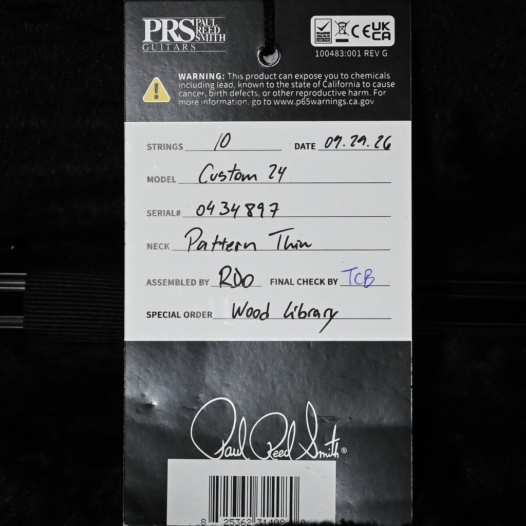PRS Custom 24 Wood Library w/ 10-Top, Brazilian Rosewood, & DMO Pickups- Aquableux Purple Burst 2026 (0434897)