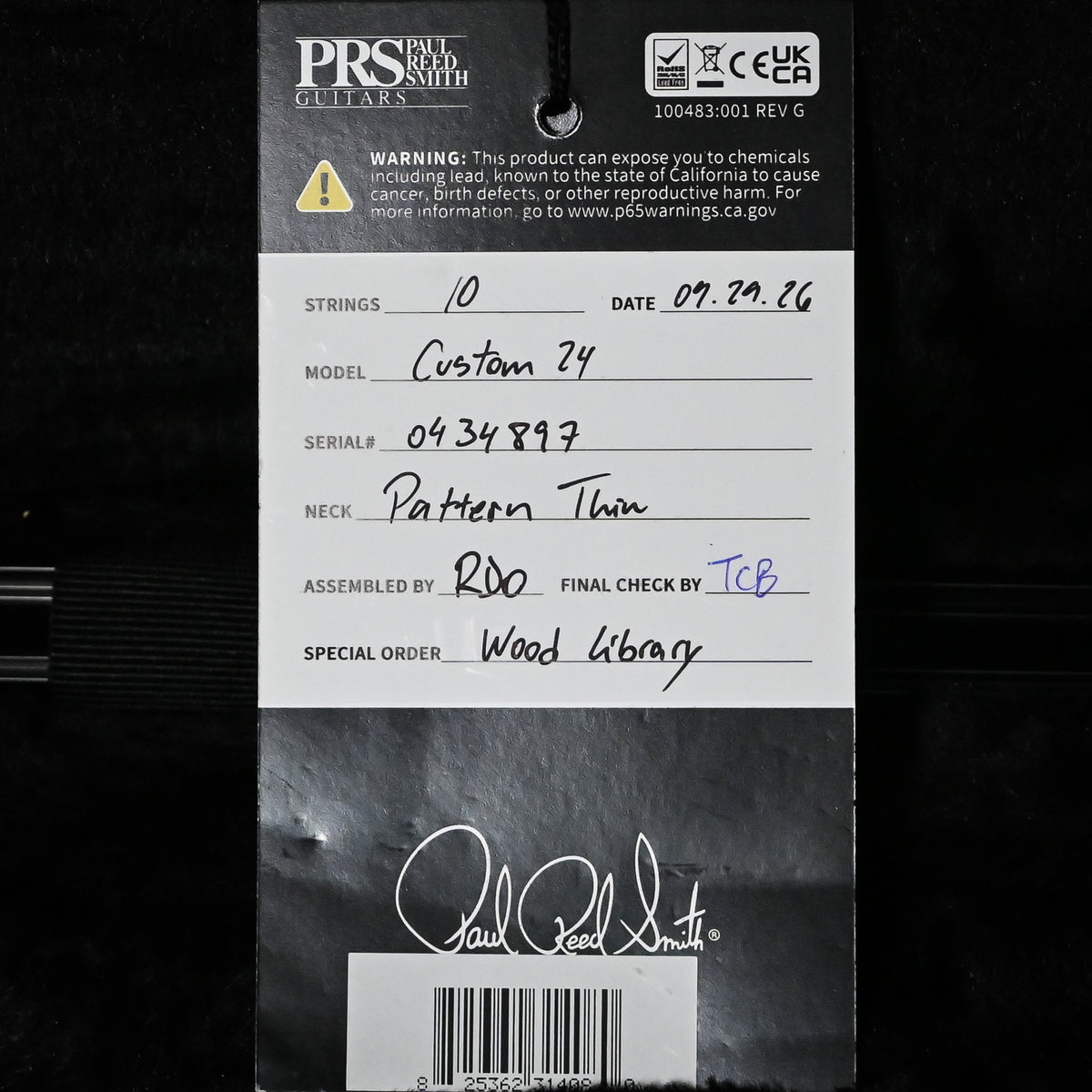PRS Custom 24 Wood Library w/ 10-Top, Brazilian Rosewood, & DMO Pickups- Aquableux Purple Burst 2026 (0434897)
