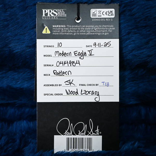 PRS Modern Eagle V Wood Library w/ 10-Top & Brazilian Rosewood Fingerboard Electric Guitar- Charcoal Black 2025 (0414984)