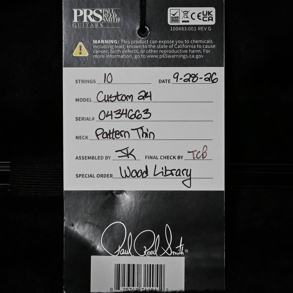 PRS Custom 24 Wood Library w/ Brazilian Rosewood, & DMO Pickups- Aquamarine (Natural Back) 2026 (0434663)